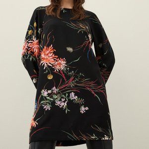 Wide-sleeved Floral Dress
